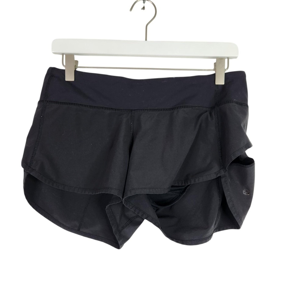 LULULEMON Speed Shorts Womens 6 Black Lined Running Layered Side Pocket 2.5"